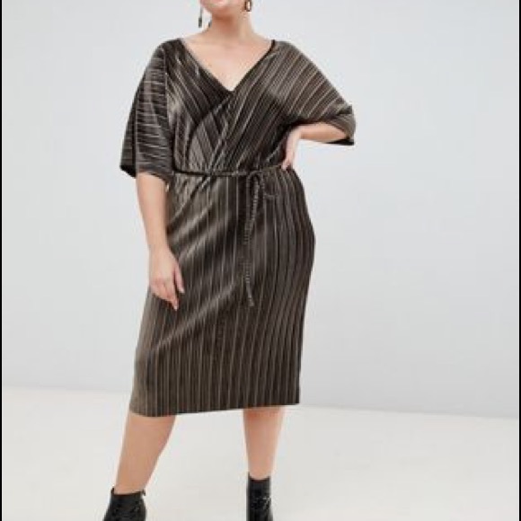 river island velvet plisse midi dress pink